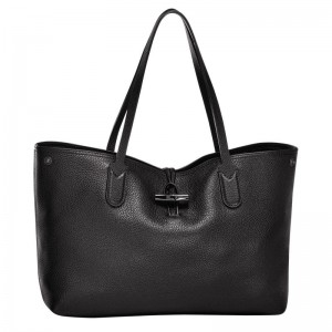 Black Longchamp Roseau Essential L Women's Tote Bags | 8230-YNLJW