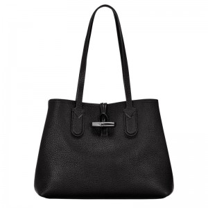 Black Longchamp Roseau Essential M Women's Tote Bags | 3816-APIQT