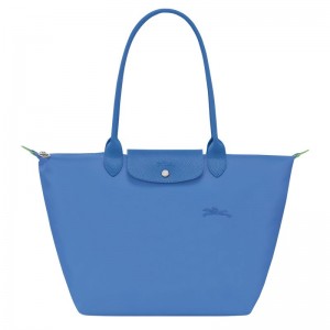 Blue Longchamp Le Pliage Green L Women's Tote Bags | 4891-XKEGI