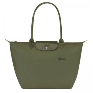 Green Longchamp Le Pliage Green L Women's Tote Bags | 7438-FVEKN