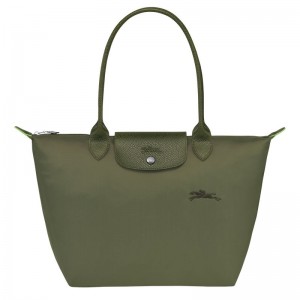 Green Longchamp Le Pliage Green M Women's Tote Bags | 7316-VZGXH