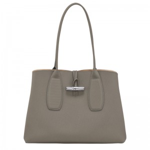 Grey Longchamp Roseau L Women's Tote Bags | 9726-VQULC