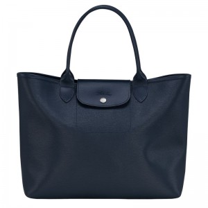 Navy Longchamp Le Pliage City L Women's Tote Bags | 8753-GVDCA