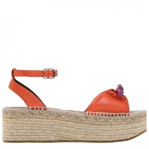 Orange Longchamp Roseau Wedge Women's Espadrilles | 6837-KHLSQ