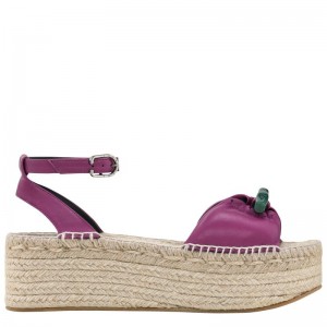 Purple Longchamp Roseau Wedge Women's Espadrilles | 0149-UCQAT