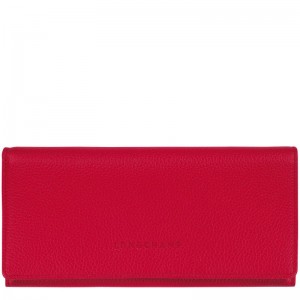 Red Longchamp Le Foulonné Continental Women's Wallet | 9724-PWZXD