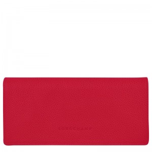 Red Longchamp Le Foulonné Continental Women's Wallet | 7306-UABHP