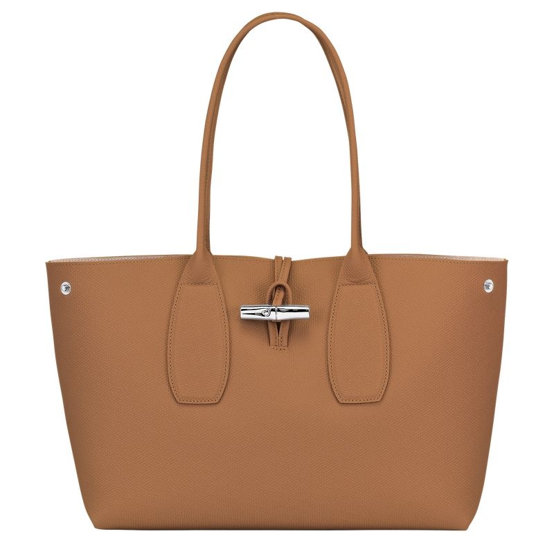 Beige Longchamp Roseau L Women's Tote Bags | 3158-JXFVL