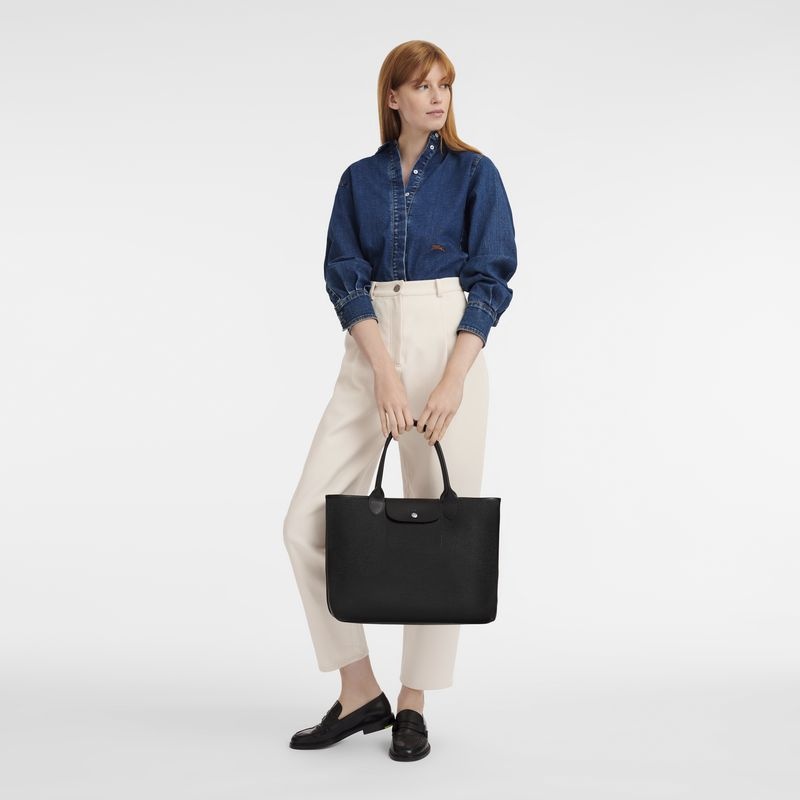 Black Longchamp Le Pliage City L Women's Tote Bags | 4270-HXROF