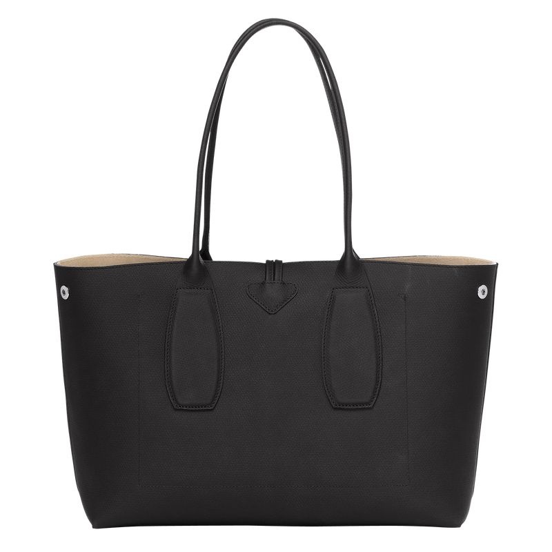 Black Longchamp Roseau L Women's Tote Bags | 0316-IXHAC