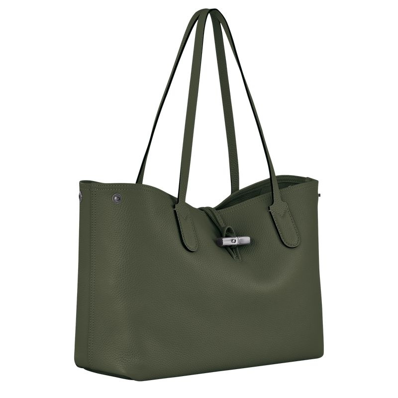 Khaki Longchamp Roseau Essential L Women's Tote Bags | 2597-ATZIF