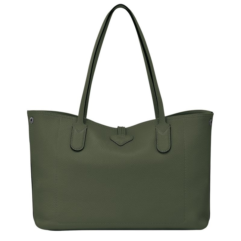 Khaki Longchamp Roseau Essential L Women's Tote Bags | 2597-ATZIF