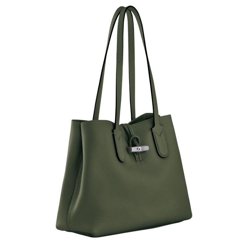 Khaki Longchamp Roseau Essential M Women's Tote Bags | 6218-YLSJR