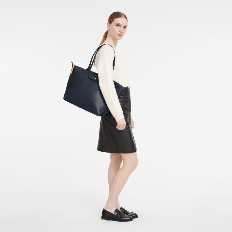 Navy Longchamp Le Pliage City L Women's Tote Bags | 5790-HPLAT