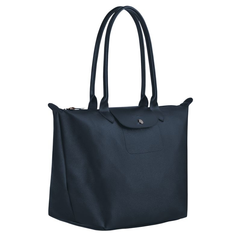 Navy Longchamp Le Pliage City L Women's Tote Bags | 5790-HPLAT