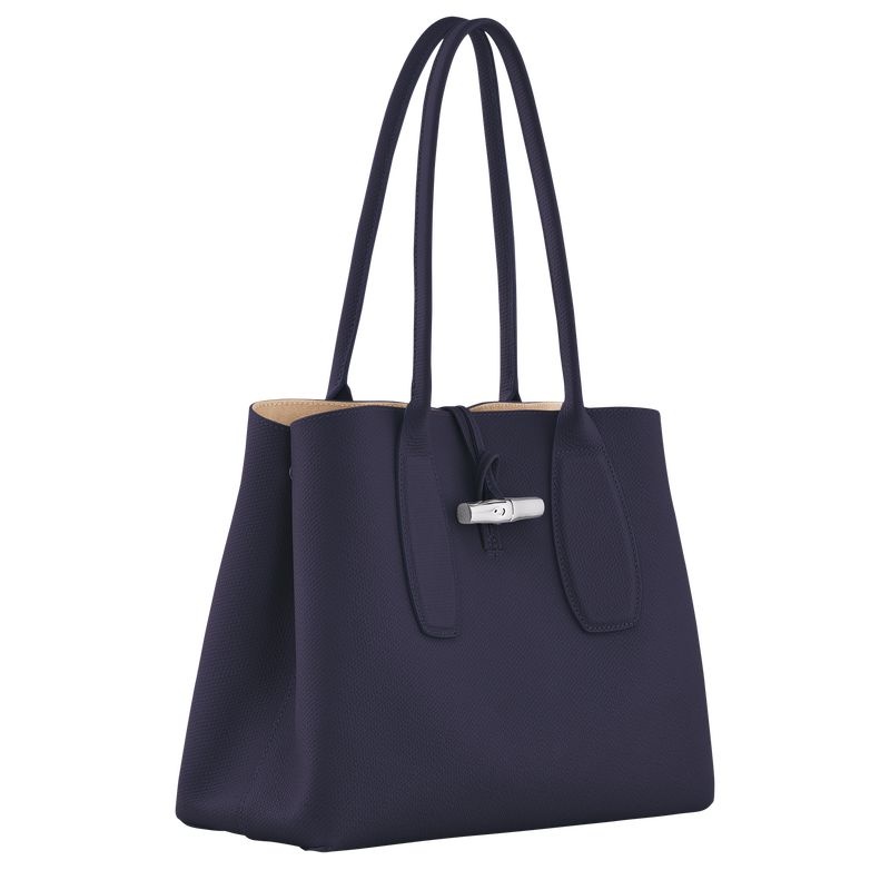 Navy Longchamp Roseau L Women's Tote Bags | 5134-STZRN