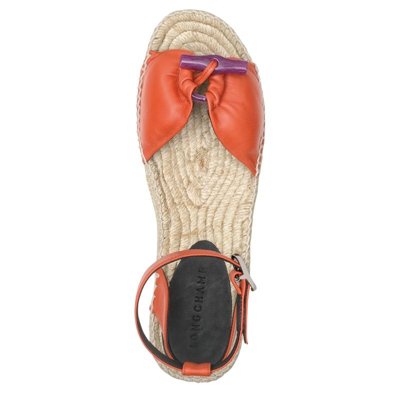 Orange Longchamp Roseau Wedge Women's Espadrilles | 6837-KHLSQ