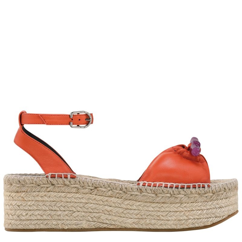 Orange Longchamp Roseau Wedge Women\'s Espadrilles | 6837-KHLSQ